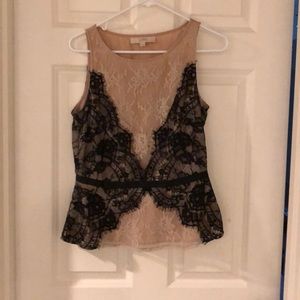 Sleeveless lace blouse, light pink and black